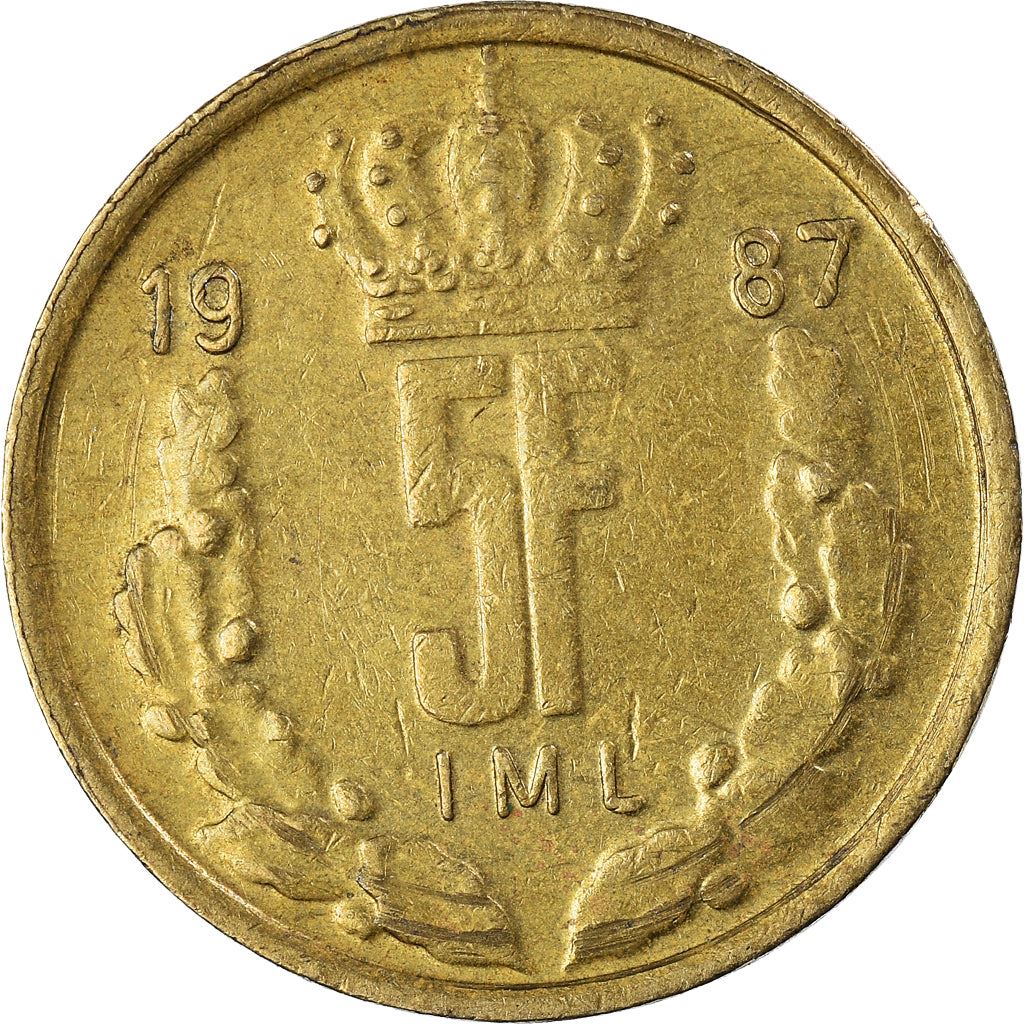 Luxembourg | 5 francs | Monarque | Bronze d’aluminium-nickel | KM : 60 | 1986-1988