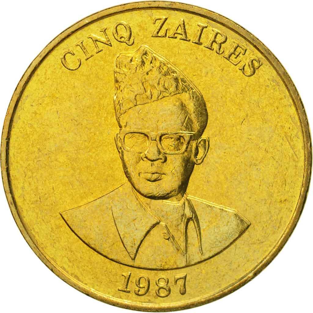 Zaire | 5 Zaires Coin | Mobutu Sese Seko | Km:14 | 1987