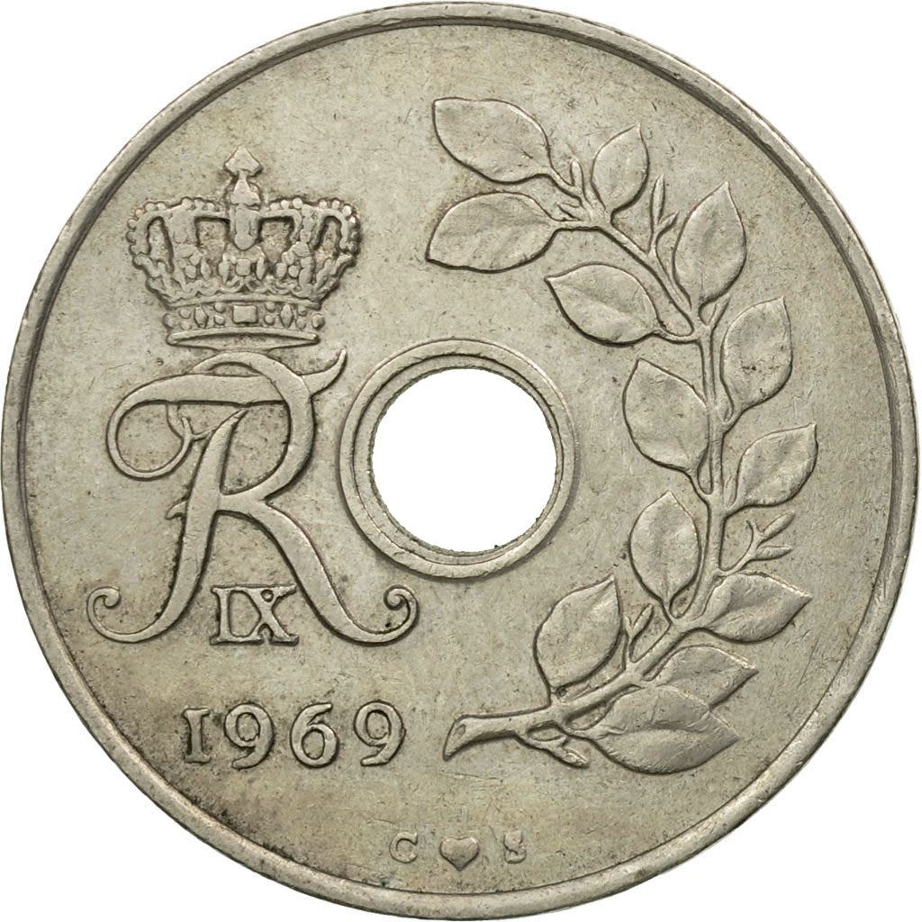 Denmark | 25 Ore Coin | Monogram | Km:855 | 1966 - 1972