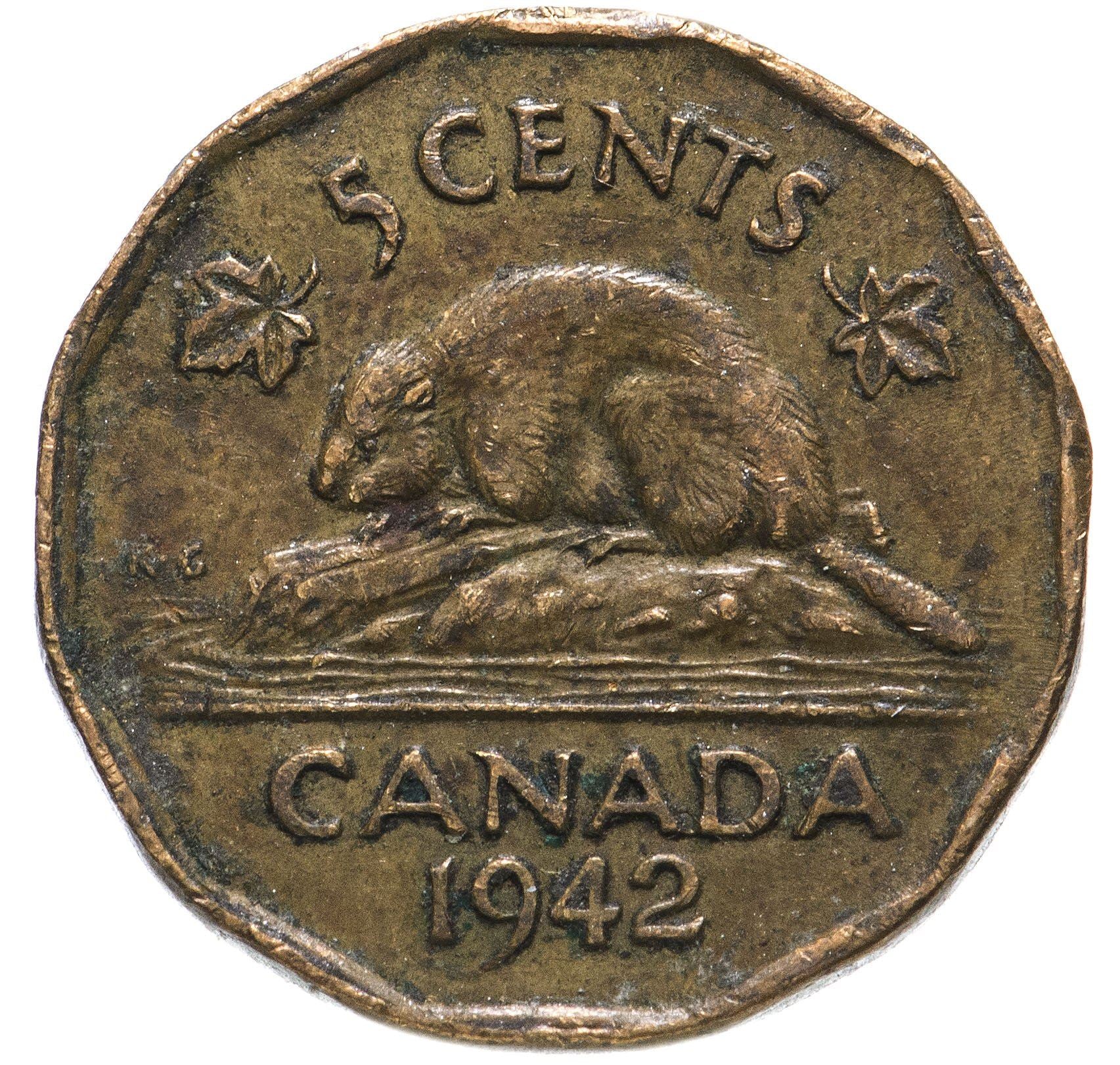 Canada | 5 Cents Coin | Tombac | KM:39 | 1942