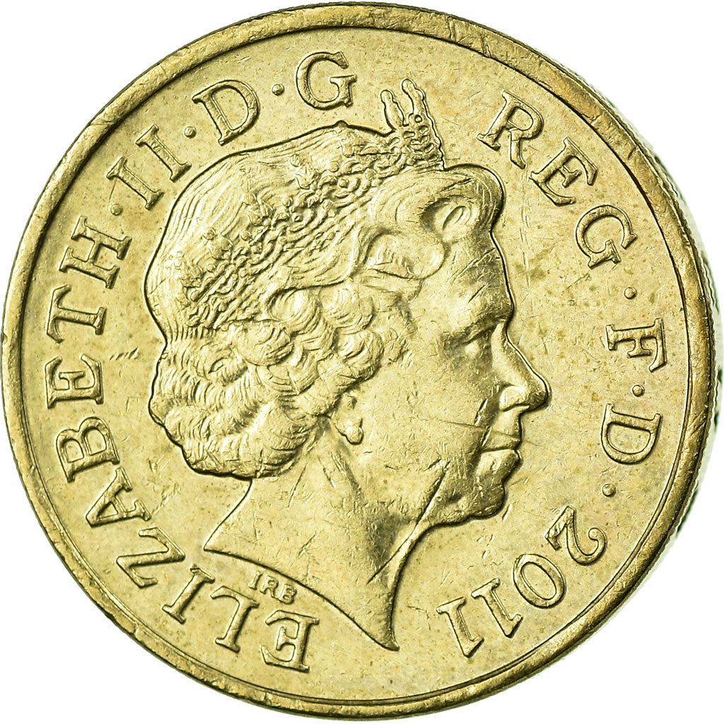 United Kingdom Coin 1 Pound | Elizabeth II 4th portrait | Royal Shield | 2008 - 2015