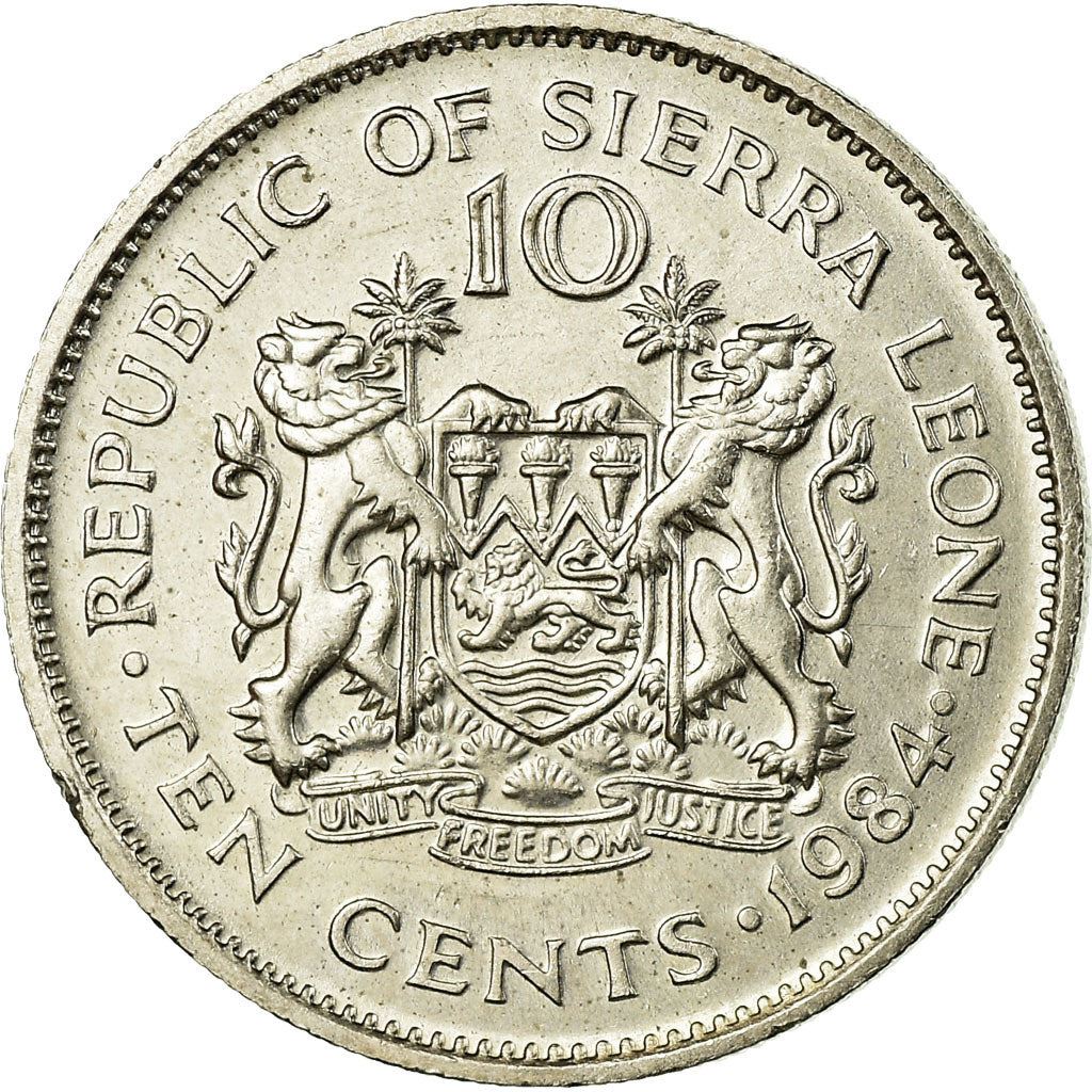 Sierra Leone 10 Cents Coin | President Siaka Probyn Stevens | KM34 | 1978 - 1984