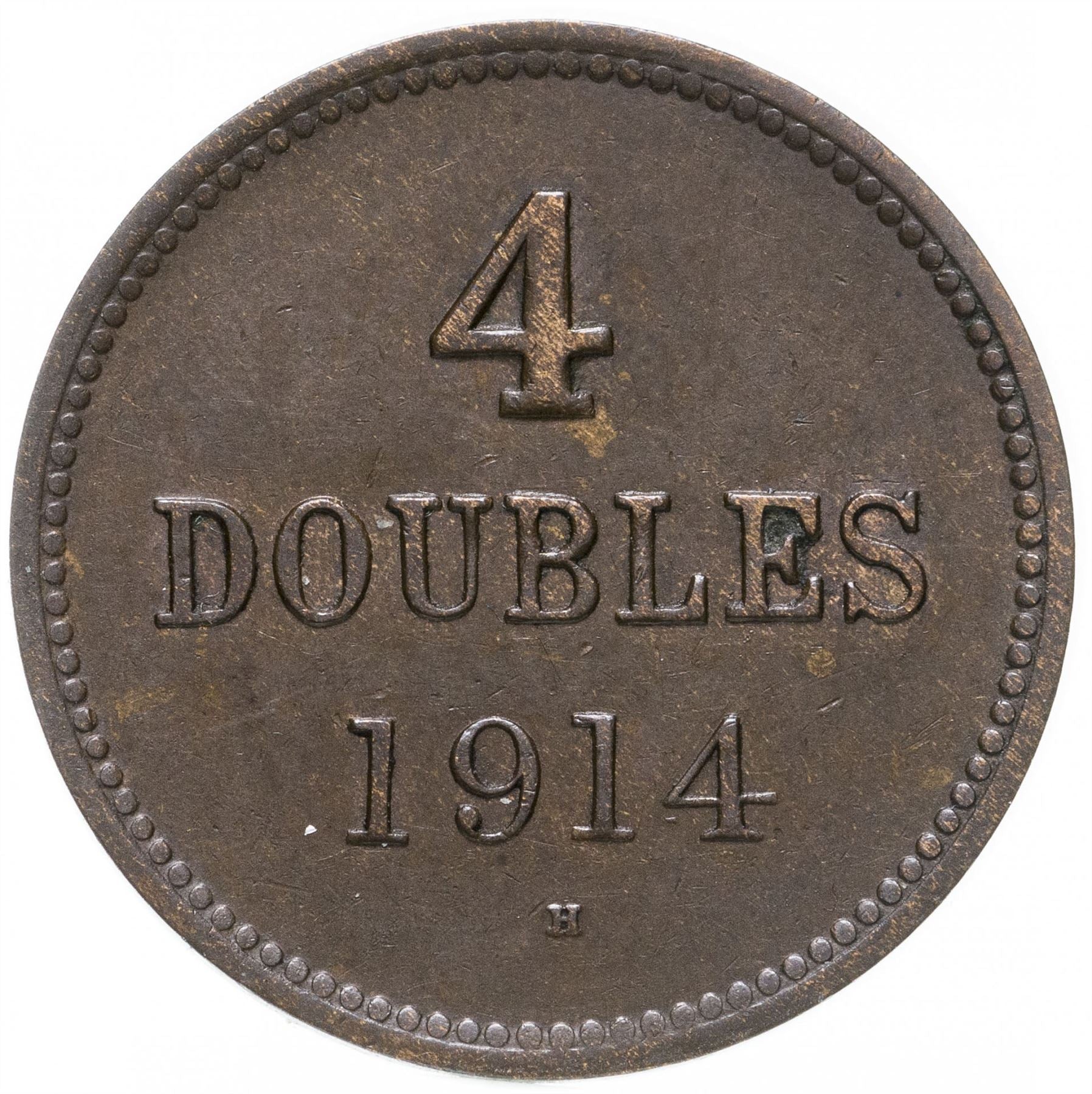 Guernsey 4 Doubles Coin | KM13 | 1914 - 1949