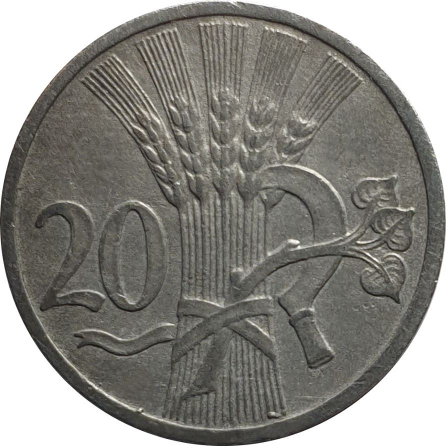 Bohemia and Moravia | 20 Haleru Coin | Lion | Sickle | 1940 - 1944