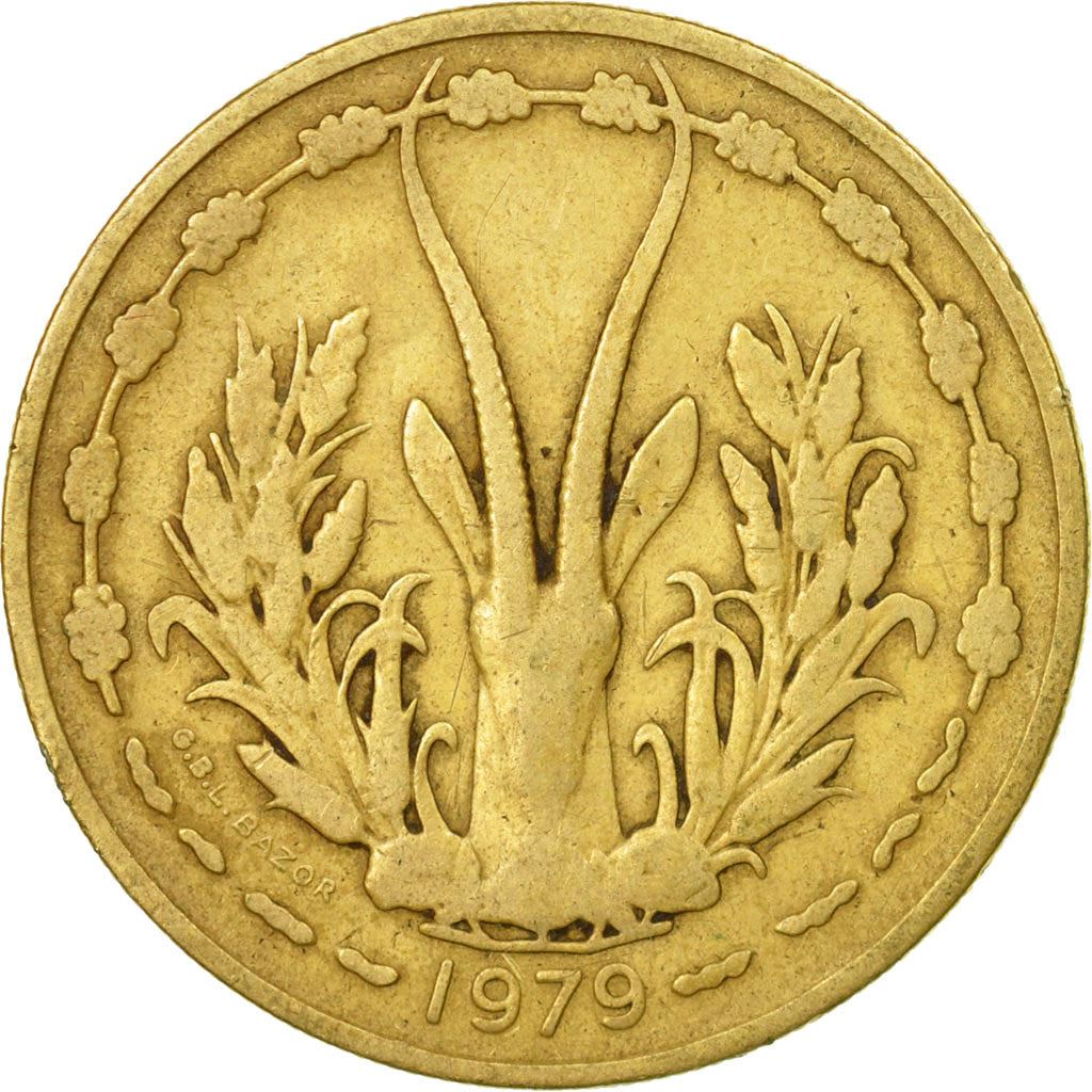 Western African States | 25 Francs Cfa Coin | Emblem of Central Bank | Gazelle | Km:5 | 1970 - 1979