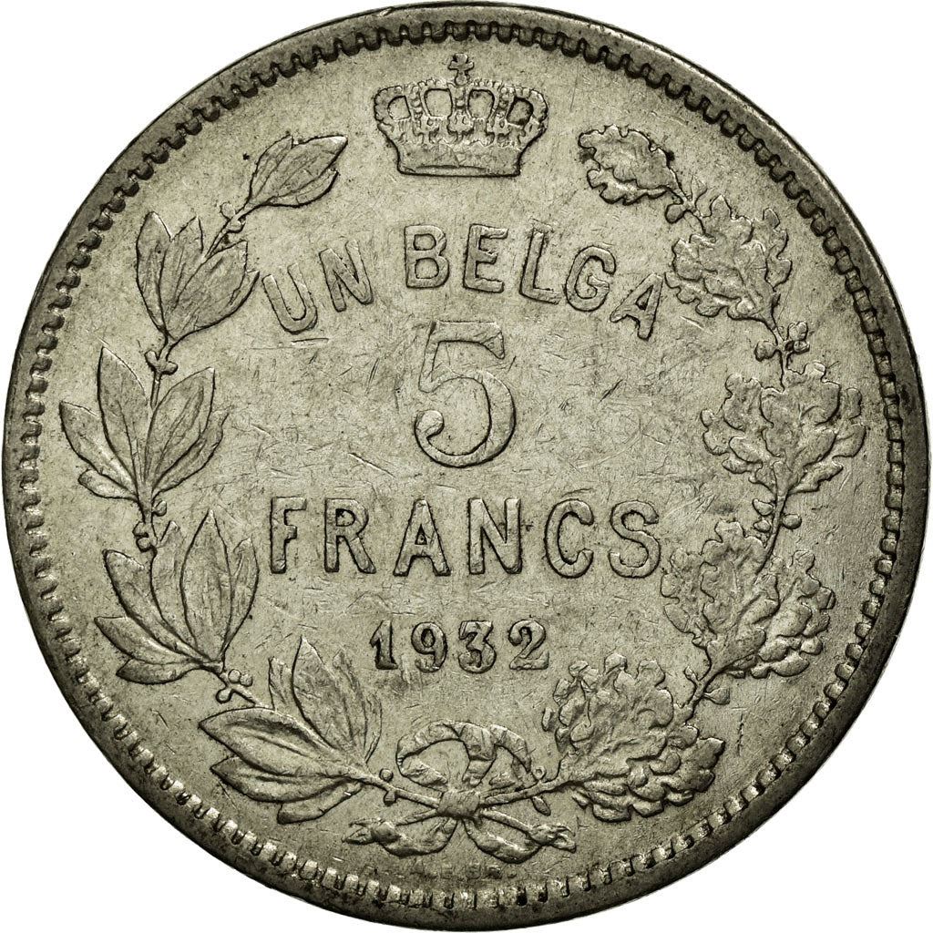 Belgian 1 Belga / 5 Francs Coin | Albert I Belgie | Star | Olive | KM98 | 1930 - 1933