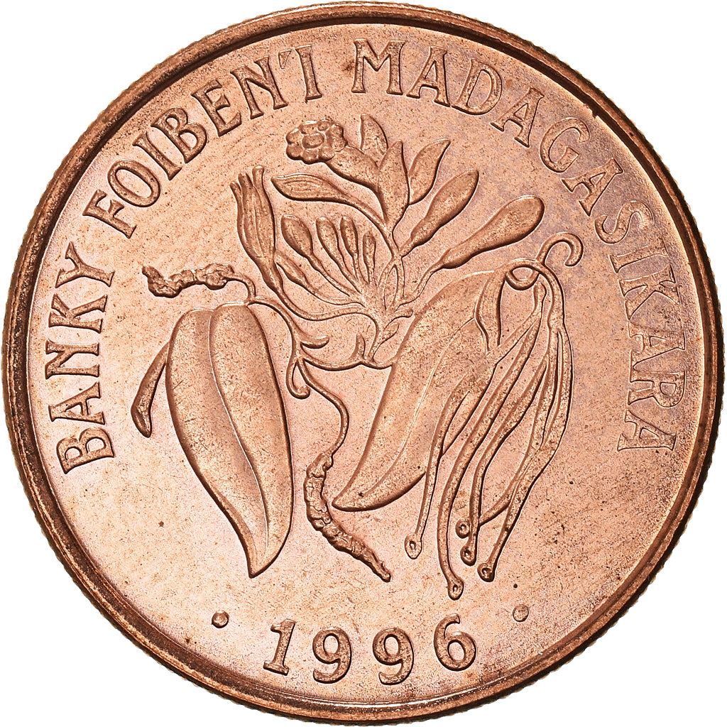 Madagascar | 10 Francs / 2 Ariary Coin | Vanilla | Zebu | Km:22 | 1996