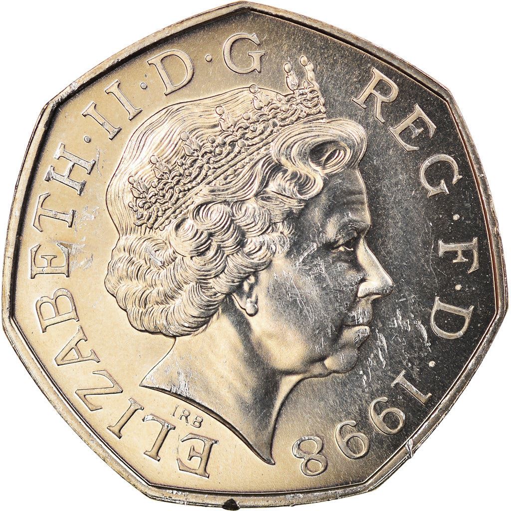 United Kingdom | 50 Pence Coin | Elizabeth II 4th portrait | European Union | 1998 - 2009