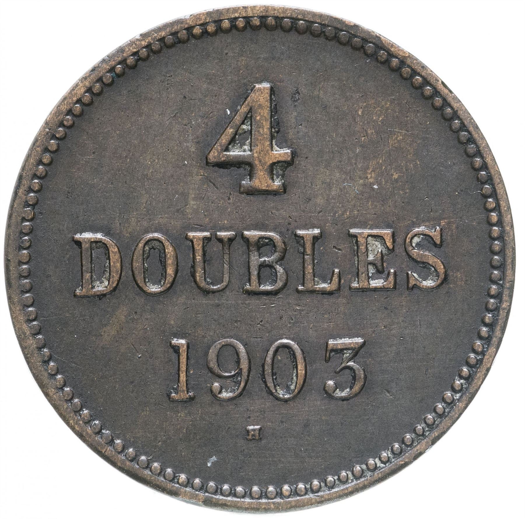 Guernsey 4 Doubles Coin | Guernsey Arms | KM5 | 1864 - 1911