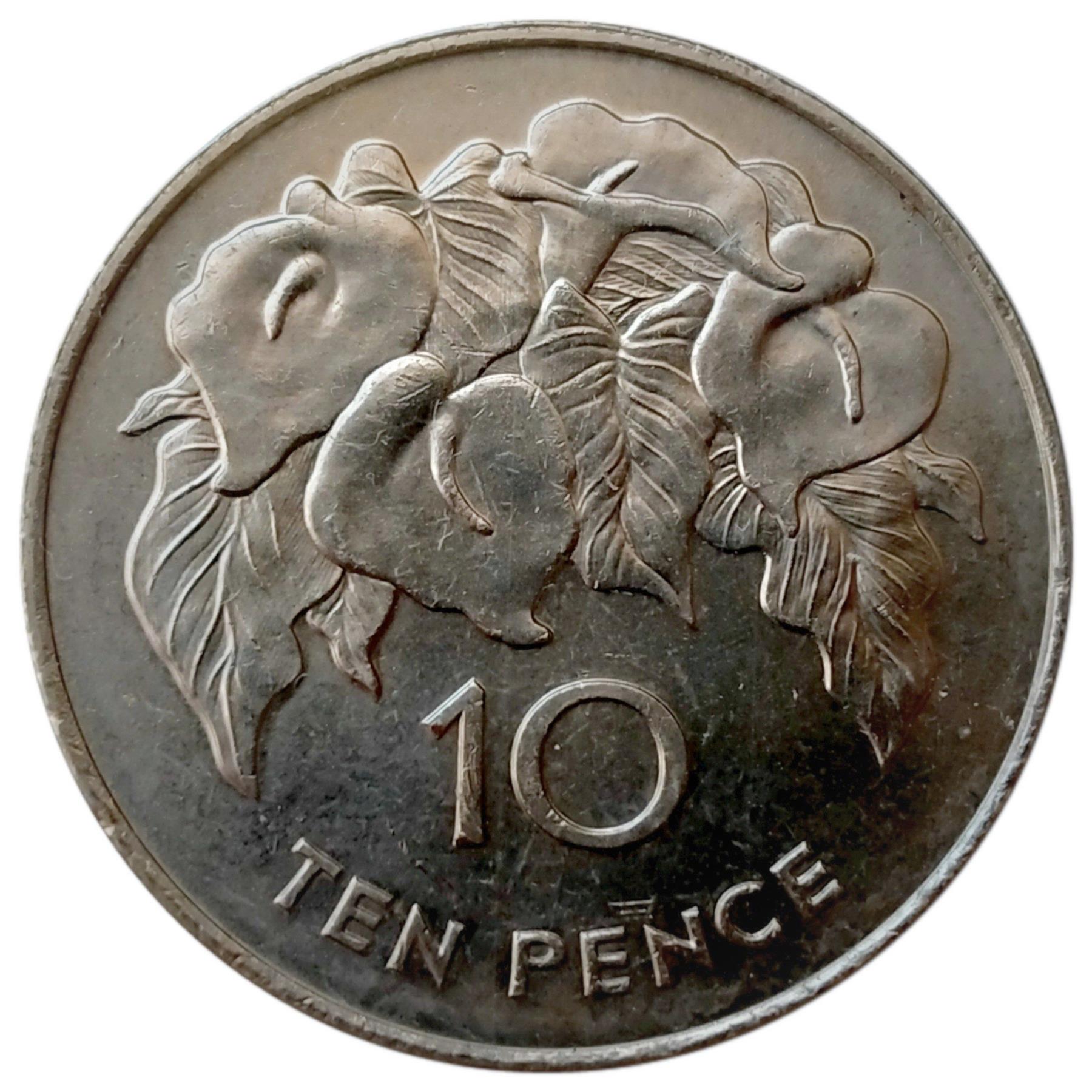Sant'Elena e Ascensione | Moneta da 10 Pence | Elisabetta II | Giglio d'Arum | KM:15 | 1991