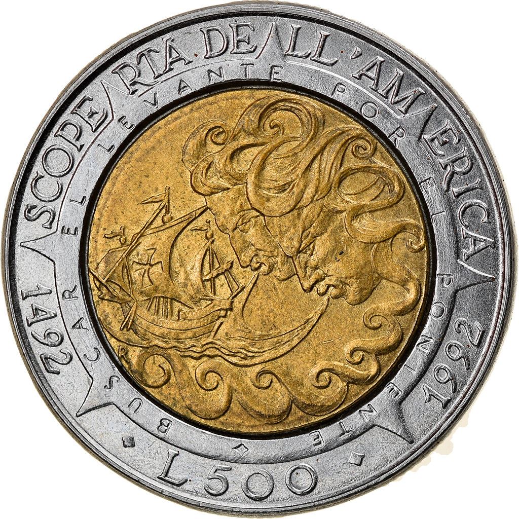 San Marino | 500 Lire Coin | Columbus | Km:286 | 1992