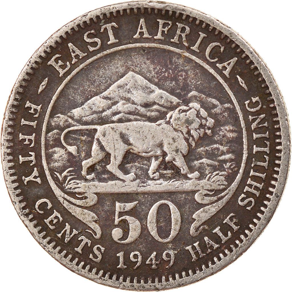 Afrique de l'Est | Pièce de 50 Cents | George VI | Lion | Montagnes | Km:30 | 1948 - 1952