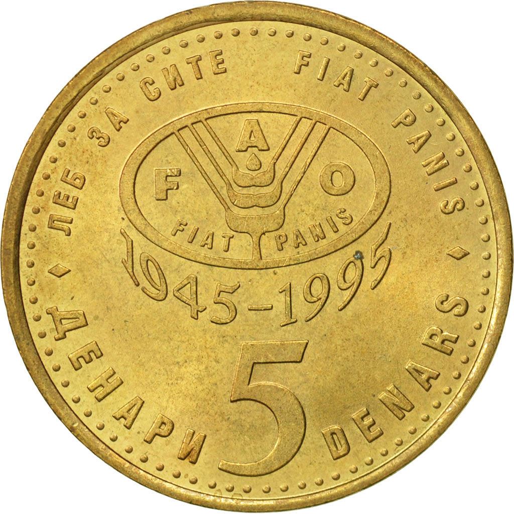 North Macedonia 5 Denari Coin | FAO | Lynx | KM7 | 1995