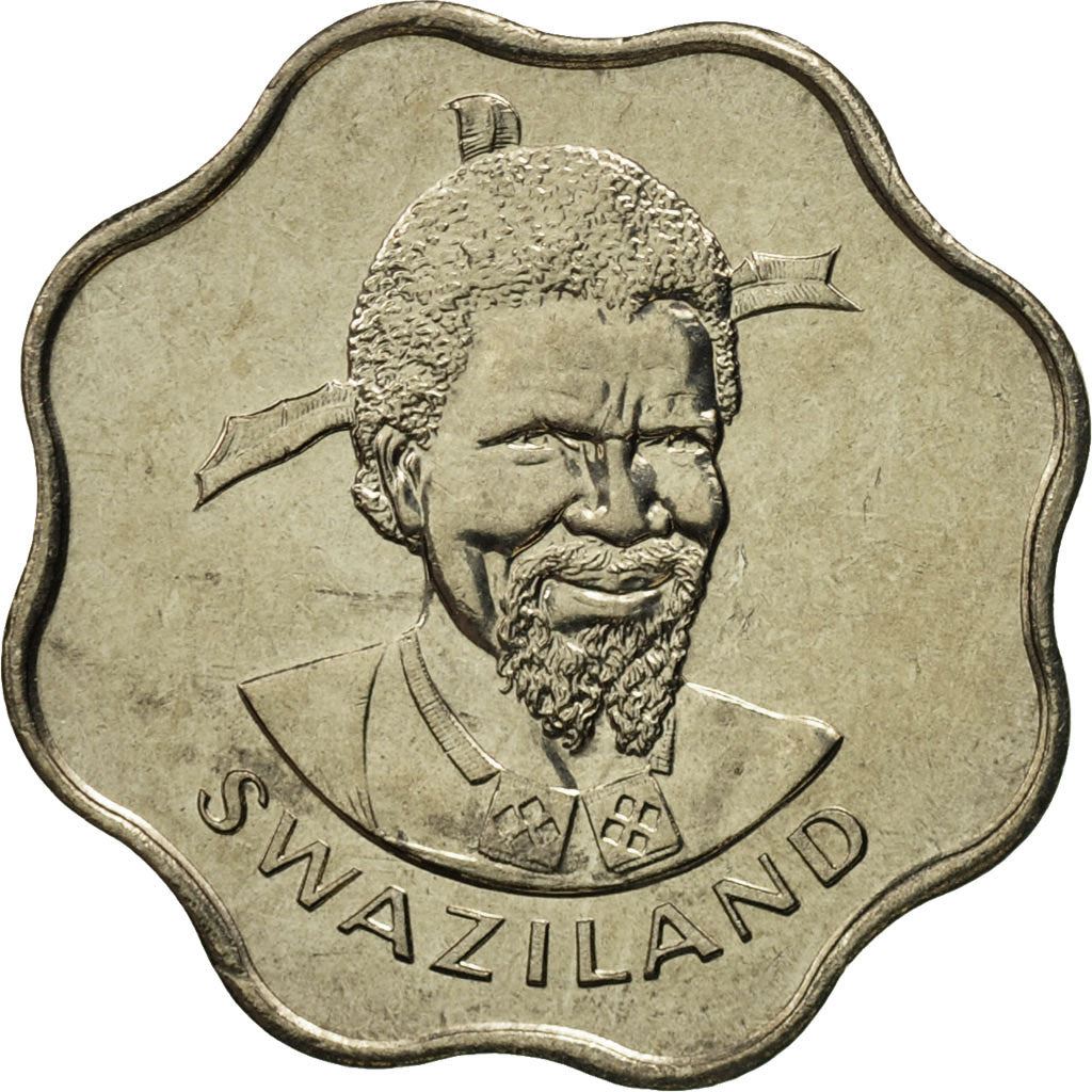 Kingdom of Swaziland | 10 Cents Coin | King Sobhuza II | Sugar Canes | Km:10 | 1974 - 1979