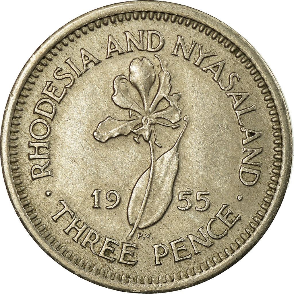 Rhodesia and Nyasaland | 3 Pence Coin | Elizabeth II | Flame Lily | Km:3 | 1955 - 1964