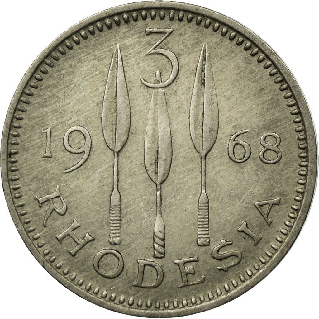 Rhodesia | 3 Pence Coin | Elizabeth II | Lances | KM:8 | 1968