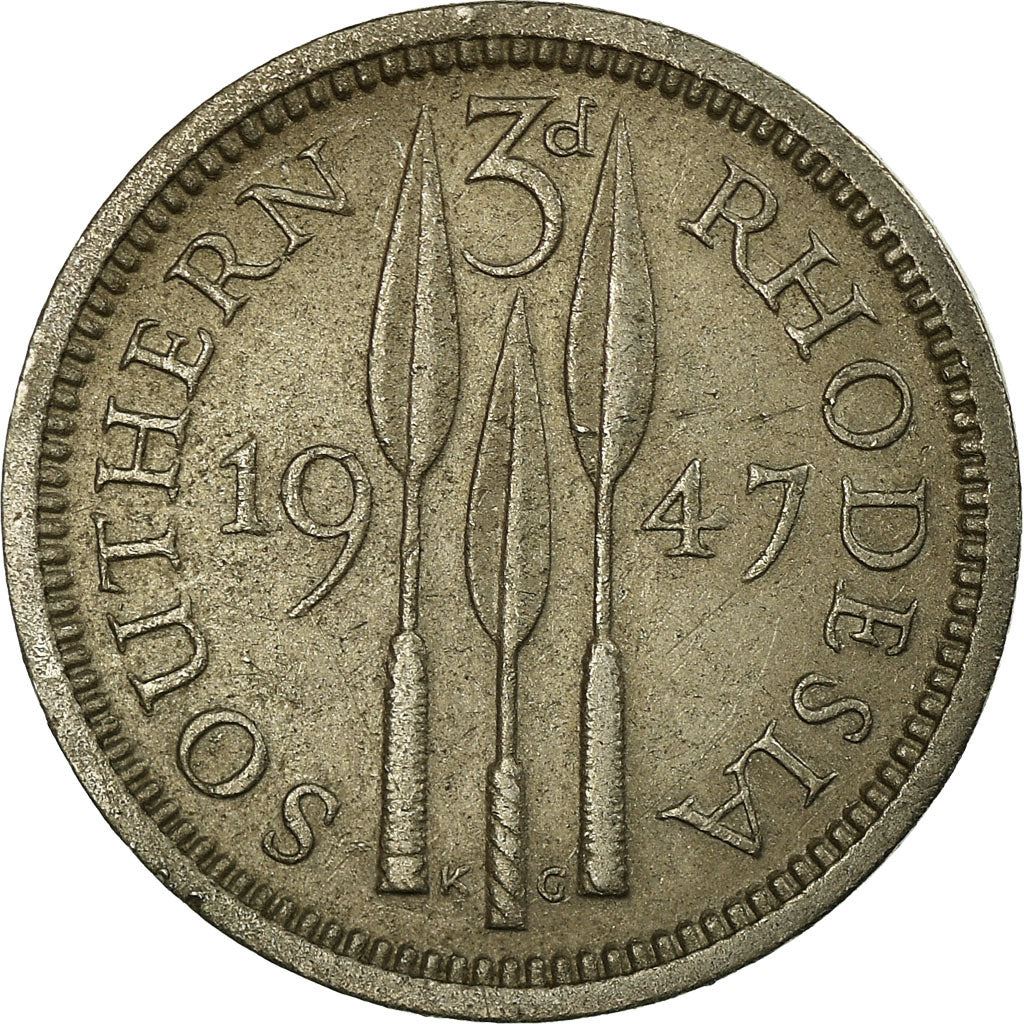 Southern Rhodesia | 3 Pence Coin | George VI | Spearheads | Km:16B | 1947