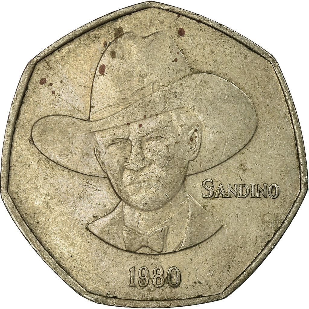 Nicaragua | 5 Cordobas Coin | Augusto Nicolás Sandino | Revolutionary | Km:44 | 1980