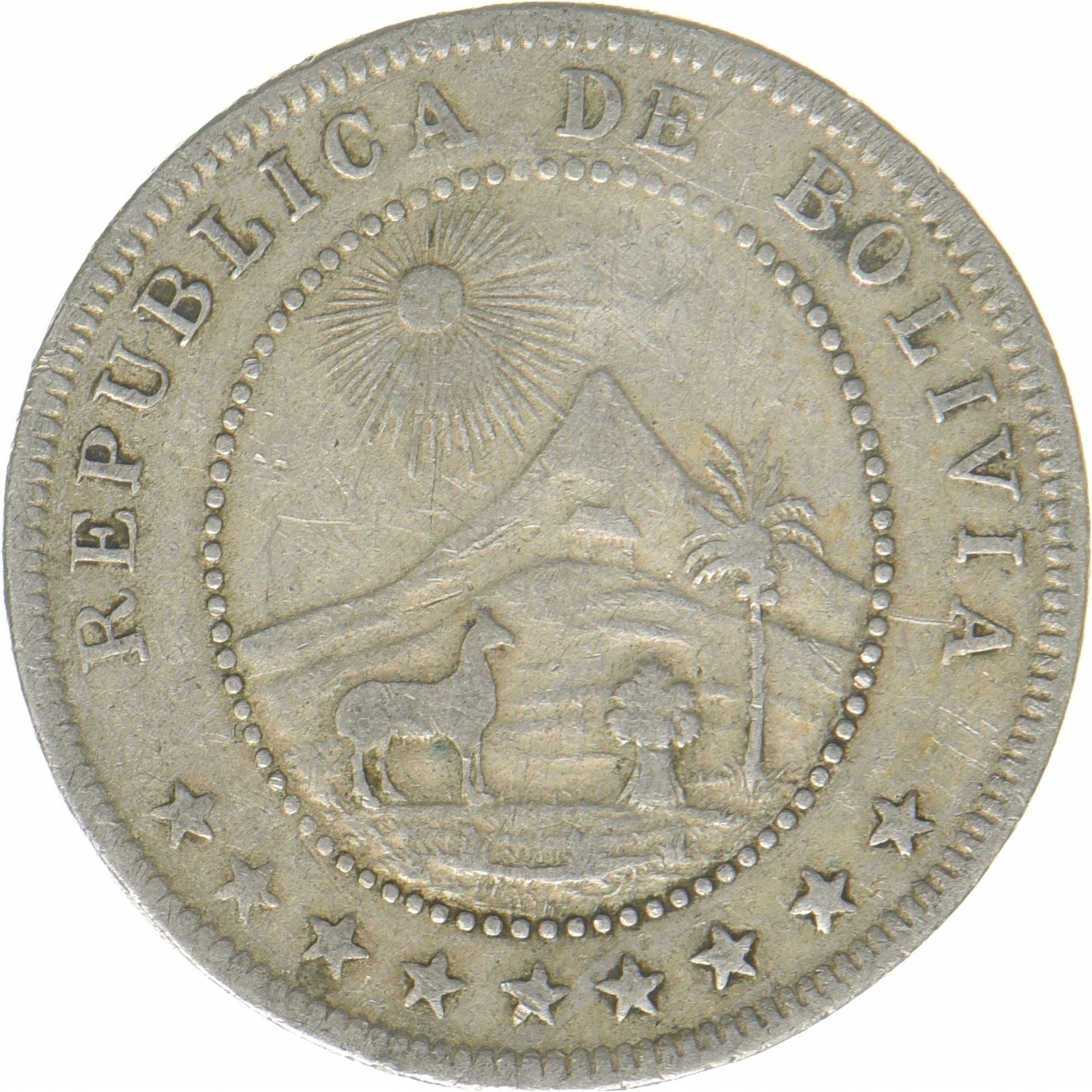 Bolivia | 5 Centavos Coin | Caduceus | Copper-nickel | KM:173 | 1893-1919