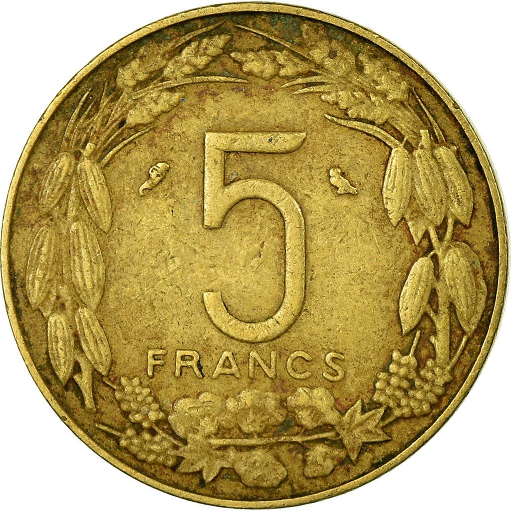 Central African States | 5 Francs Cfa Coin | Antelope | Crops | Km:1A | 1965 - 1972