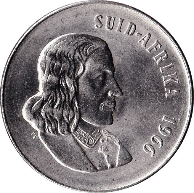 South Africa | 50 Cents Coin | Founder of Cape Town | Flowers | Lilies | Bird of Paradise | Km:70.2 | 1965 - 1969