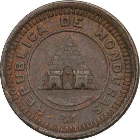Honduras 1 Centavo Coin | Pyramid | Wreath | KM70 | 1919 - 1920