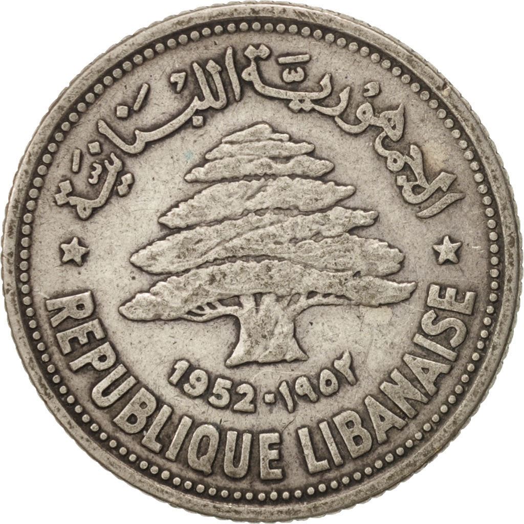 Lebanon | 50 Qirsha / Piastres Coin | Cedar tree | Km:17 | 1952