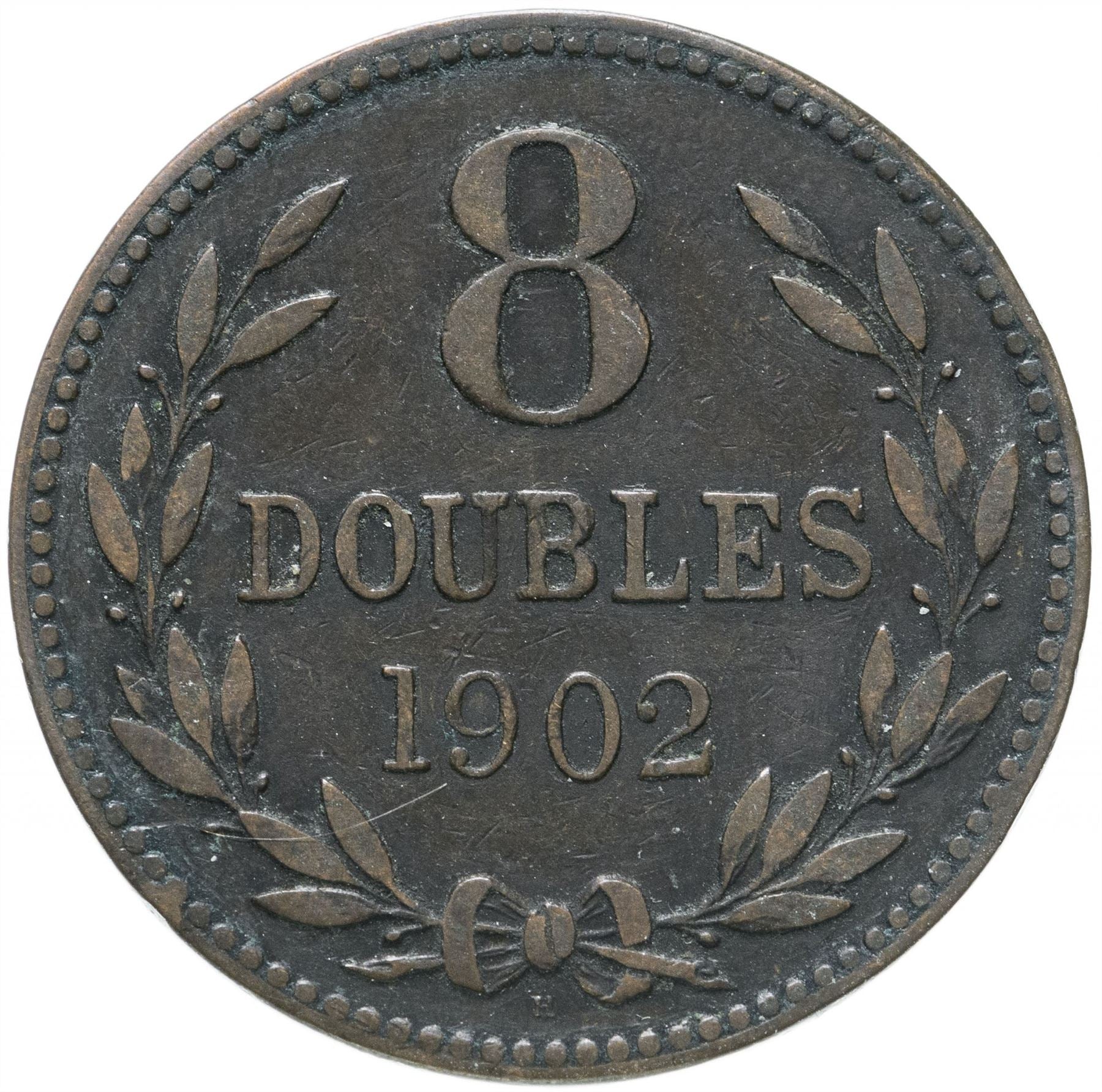 Guernsey 8 Doubles Coin | KM7 | 1864 - 1911