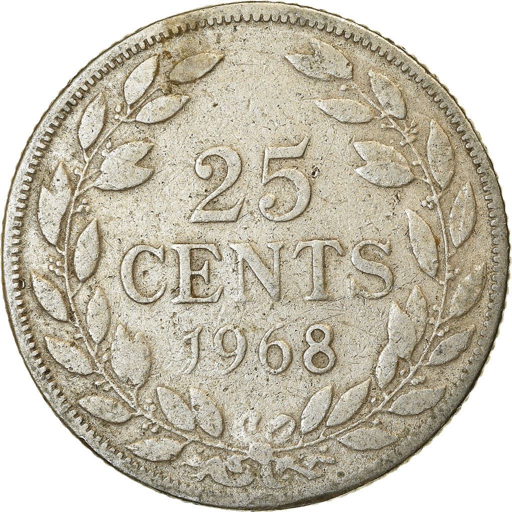 Liberia | 25 Cents Coin | Olive Branches | Km:16A | 1966 - 1990