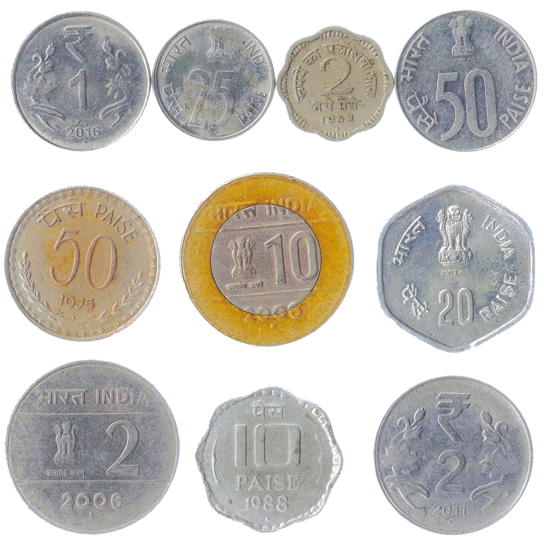 India 10 Mixed Coins | 1950 - 2026