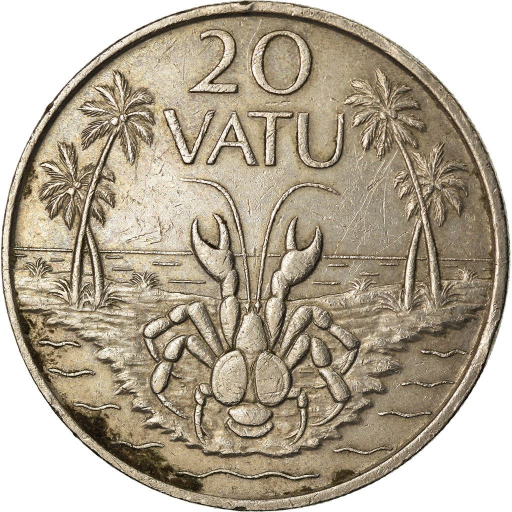 Vanuatu | 20 Vatu Coin | Melanesian Warrior | Coconut Crab | Km:7 | 1983 - 2010