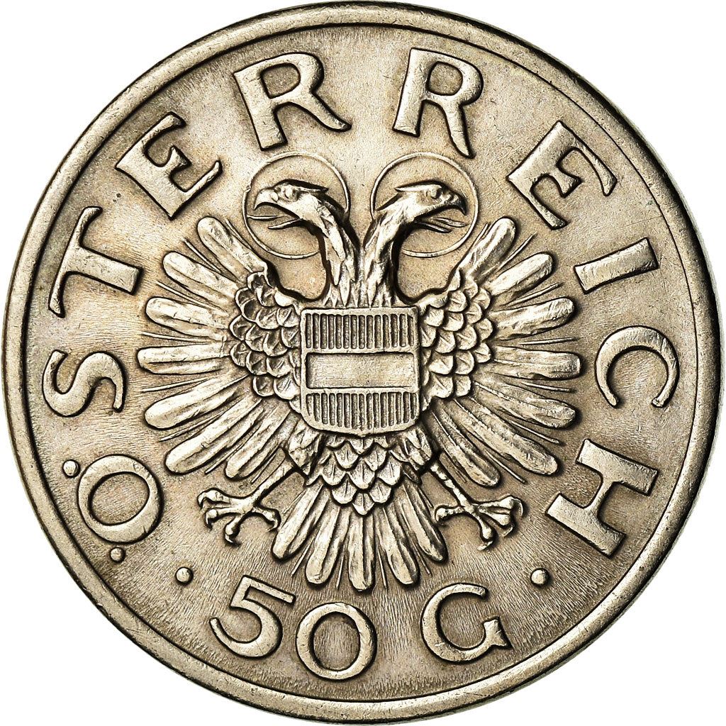 Austria | 50 Groschen Coin | Copper-nickel | Double-headed eagle | KM:2854 | 1935 - 1936