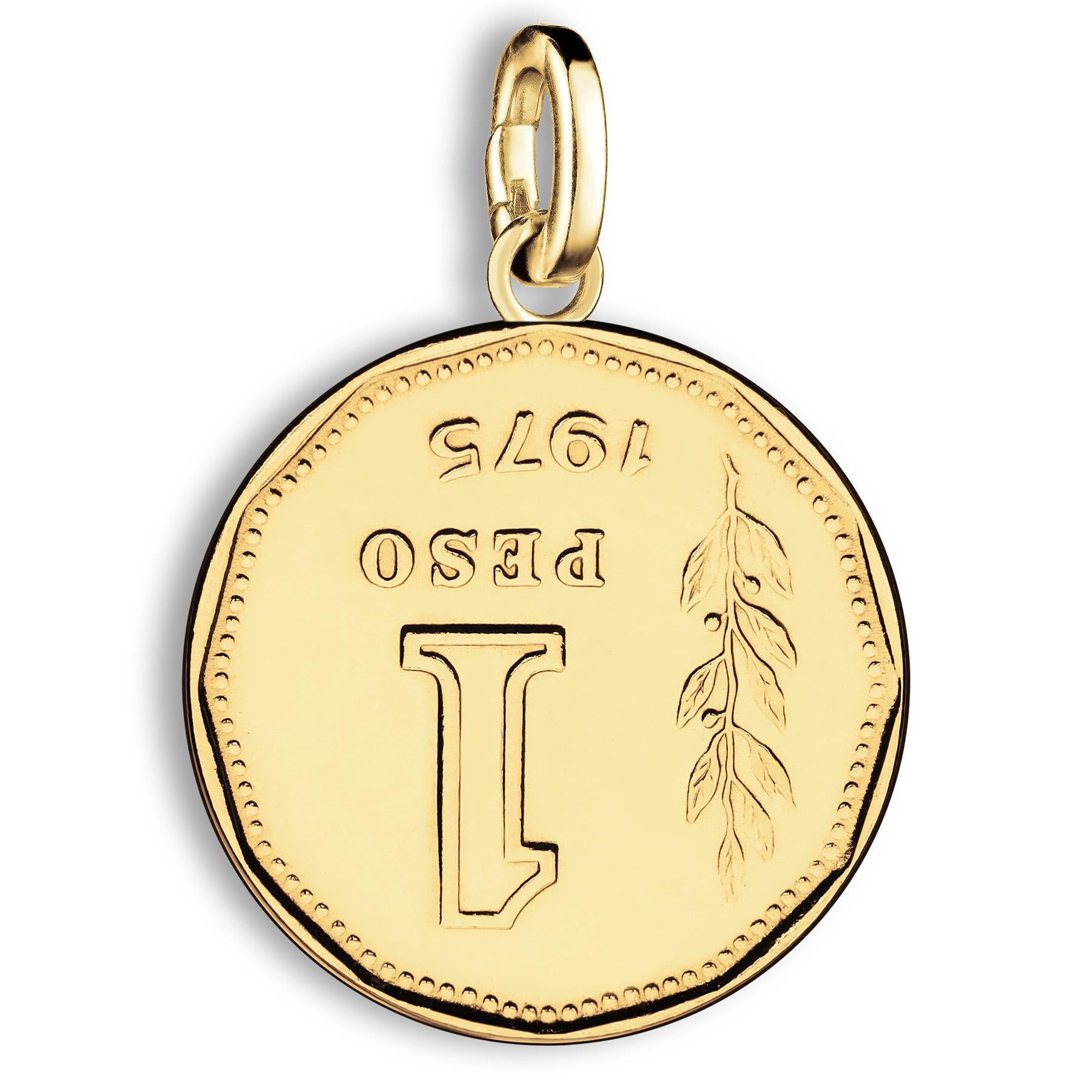Argentinian 1 Peso Coin Charm | 925 Sterling Silver 18K Gold Plated | 1992 - 2009
