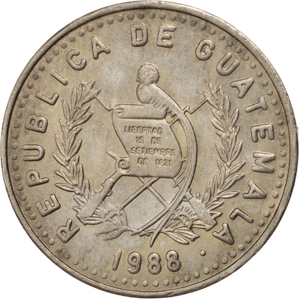 Guatemala | 25 Centavos Coin | Native bust | Km:278 | 1977 - 2000