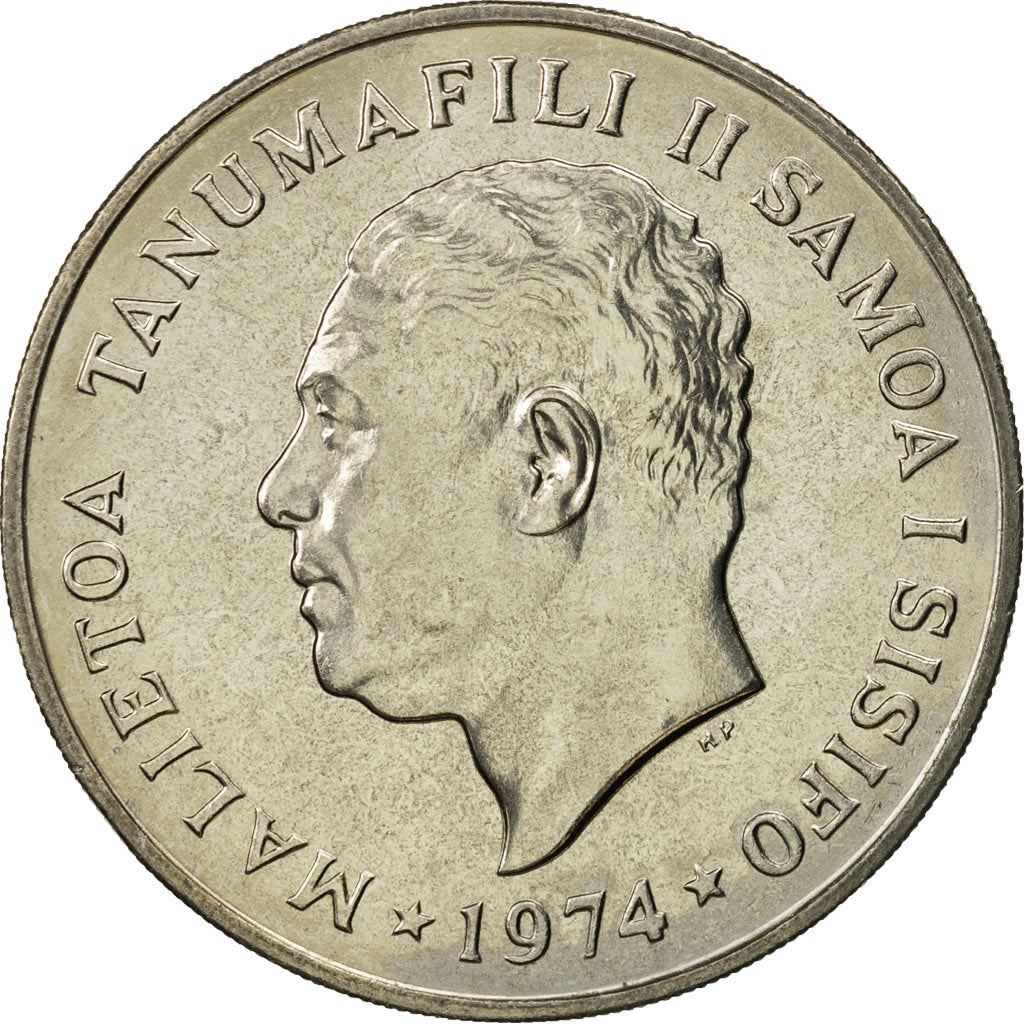 Samoa | Moneda de 50 Sene | Malietoa Tanumafili II | Árbol de plátano | KM:17 | 1974 - 2000