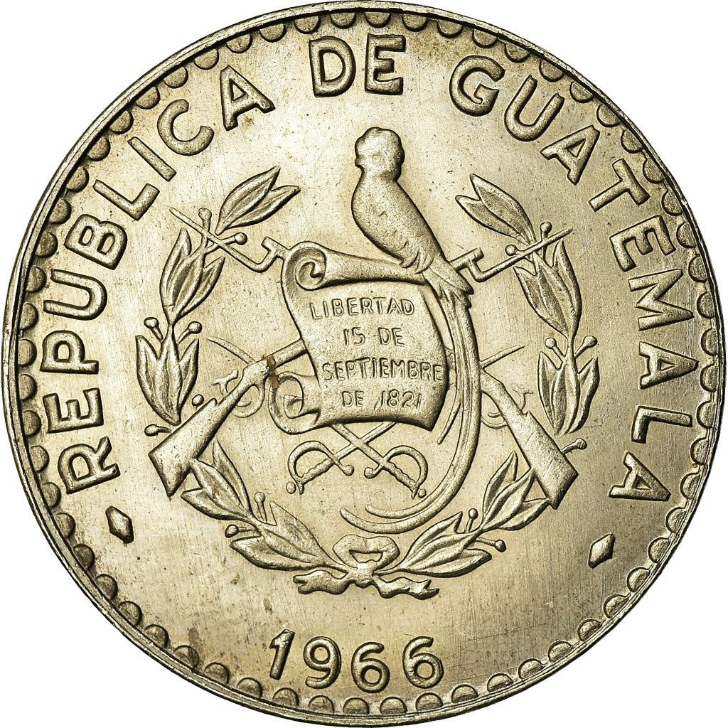 Guatemala | 25 Centavos Coin | Native bust | Km:268 | 1965 - 1966