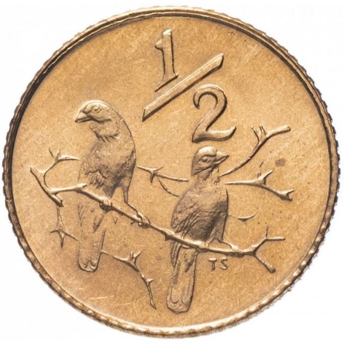 South Africa | 1/2 Cent Coin | Nicolaas Johannes Diederichs | Birds | Sparrows | Km:97 | 1979