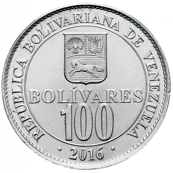 Venezuela | 100 Bolivares Coin | Palomo Horse | Simon Bolivar | Stars | KM106 | 2016
