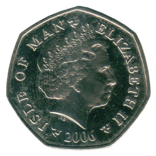 Isle of Man 50 Pence Coin | Queen Elizabeth II | Christmas | Birds Kissing | KM1321 | 2006