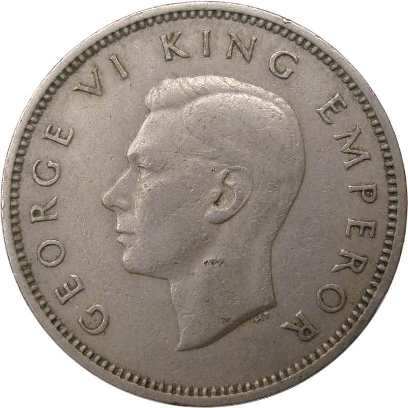 New Zealand | 1 Shilling Coin | George VI | Maori Warrior | Km:9A | 1947