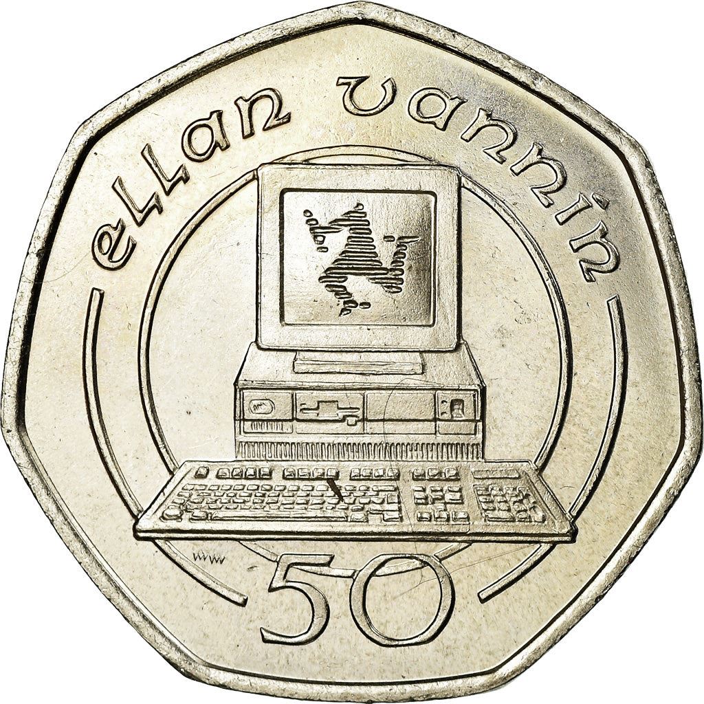 Isle of Man | 50 Pence Coin | Technology | Km:212 | 1988 - 1995