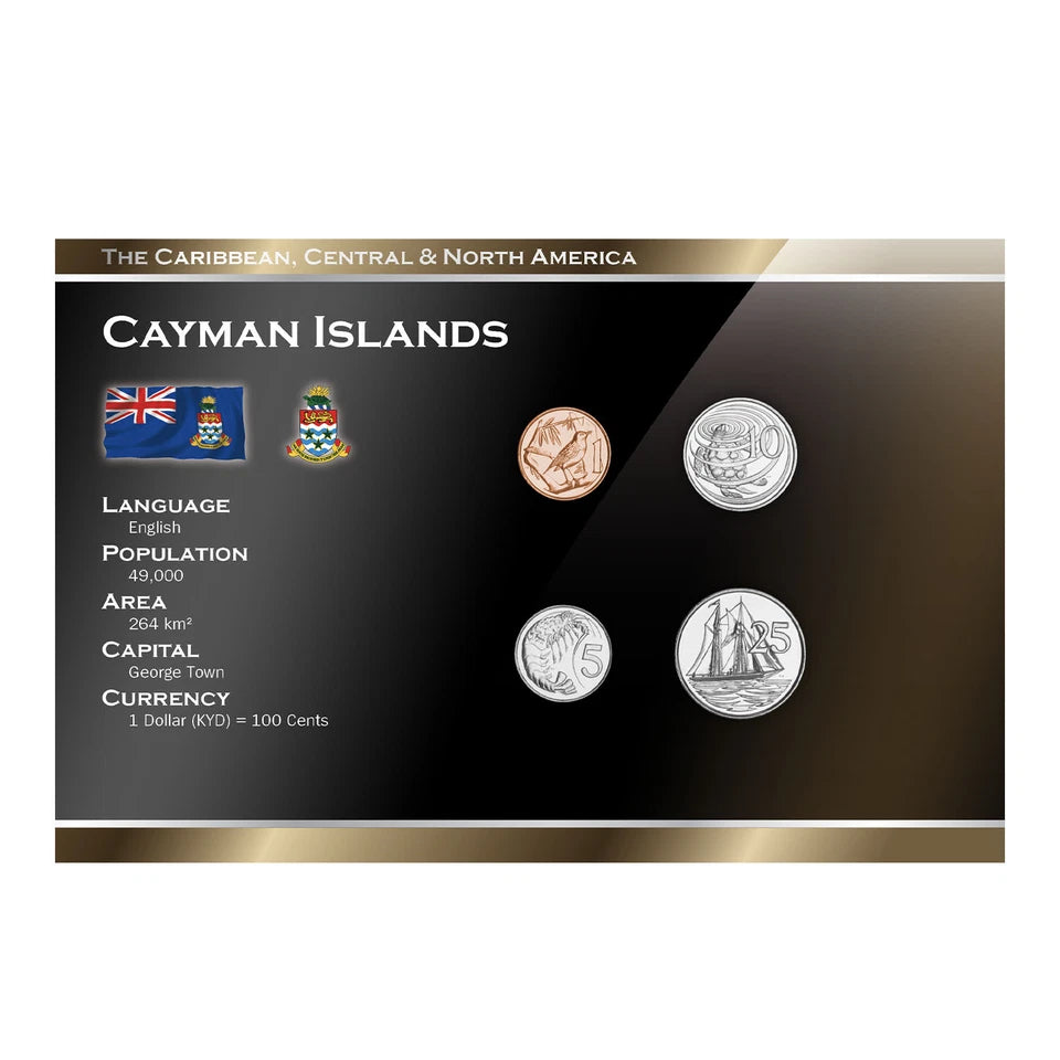 4 COINS FROM CAYMAN ISLANDS.1999-2008. UNC 1-25 CENTS. CARIBBEAN SEA