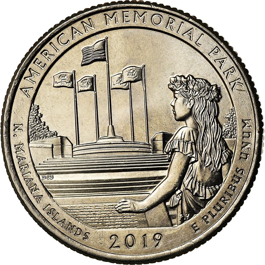 United States | ¼ Dollar Coin | Copper-nickel clad copper | American Memorial Park, Northern Mariana Islands | KM:695 | 2019