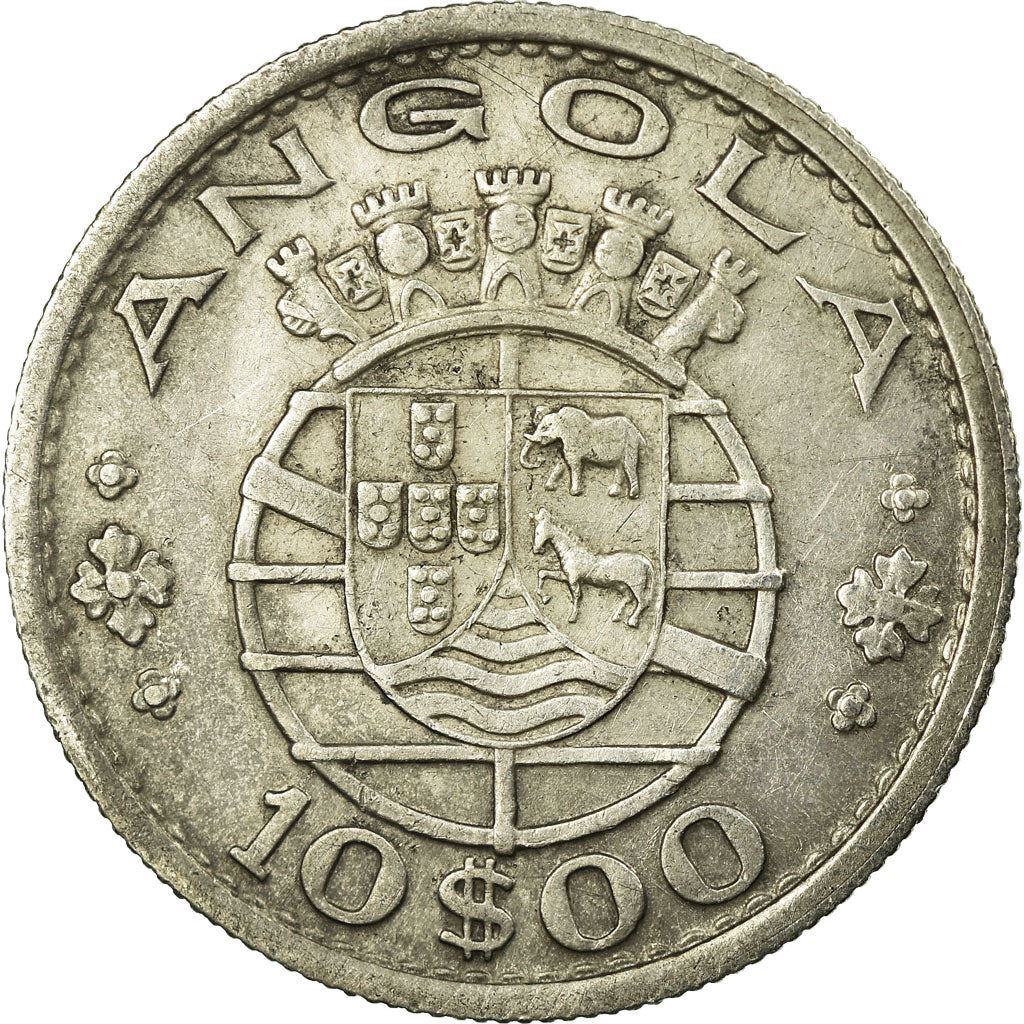 Angola | 10 Escudos Coin | Horse | Elephant | Shield | Km:73 | 1952 - 1955