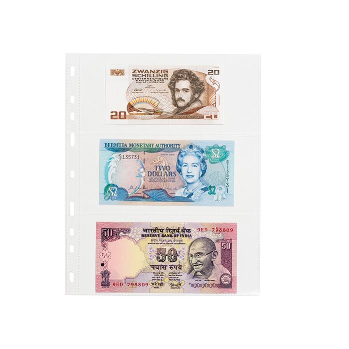 OPTIMA Banknote Sheets for Ring Binders | Packs of 50 | Different Pocket Configurations