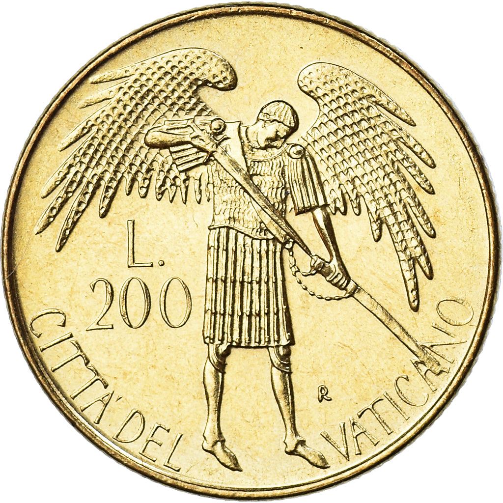 Vatican City | 200 Lire Coin | Archangel Michael | Km:196 | 1986