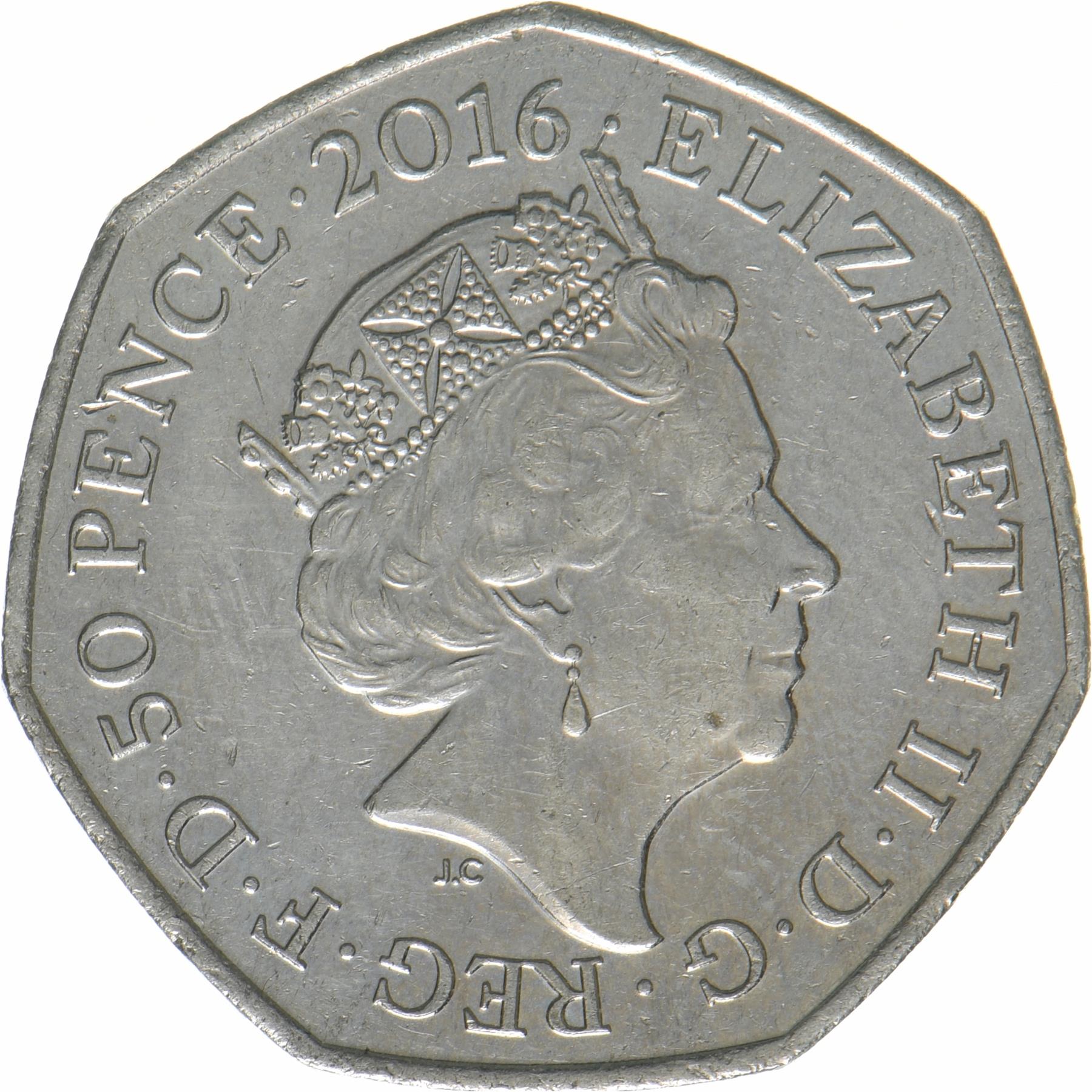 United Kingdom | 50 Pence Coin | Beatrix Potter | KM:1370 | 2016
