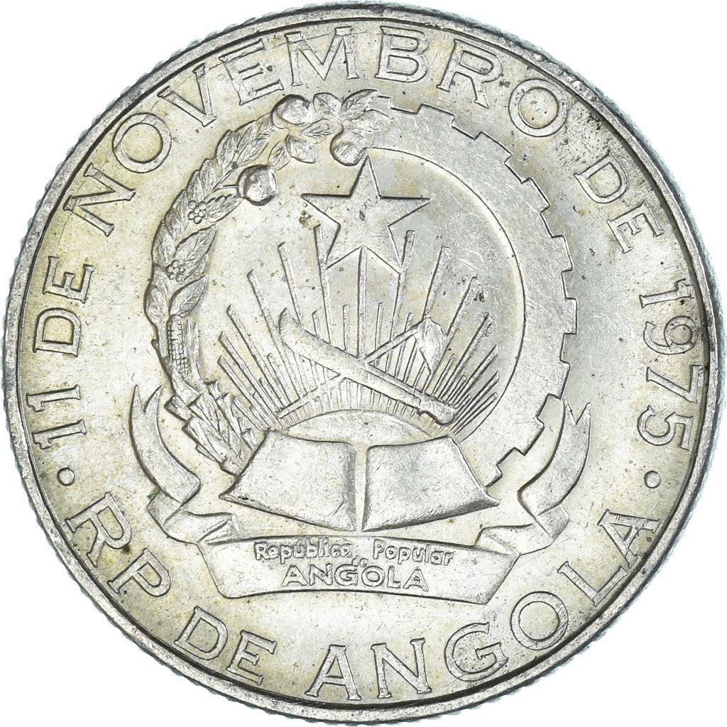 Angola | 2 Kwanzas Coin | Gear | Wreath | Km:84 | 1977