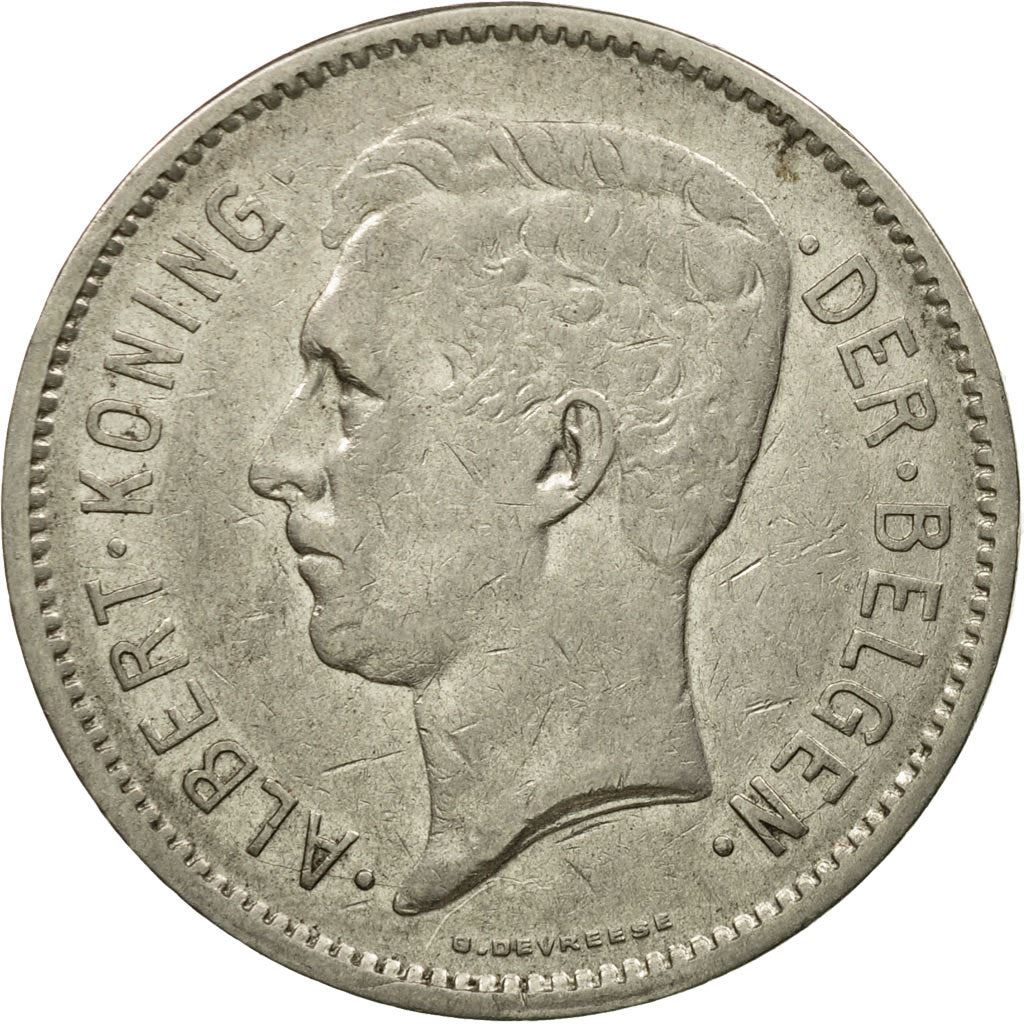 Belgian 1 Belga / 5 Francs Coin | Albert I Belgie | Star | Olive | KM98 | 1930 - 1933
