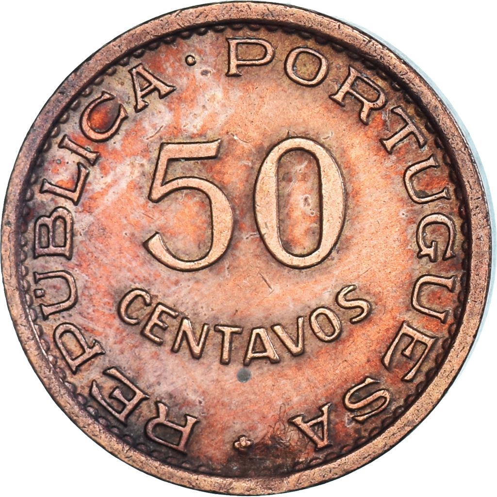 Angola | 50 Centavos Coin | Horse | Elephant | Shield | Km:75 | 1953 - 1961